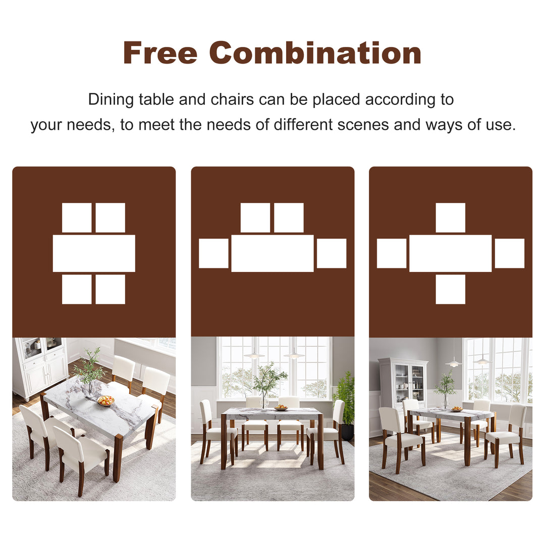 5-piece-faux-marble-dining-table-set-with-rubberwood-legs