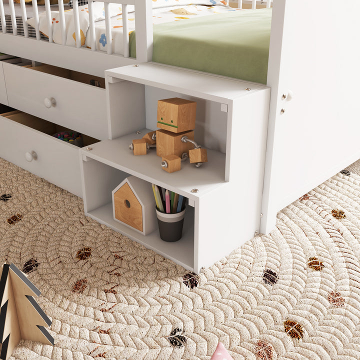 low-wooden-twin-loft-bed-with-led-lights-and-storage-drawers-white
