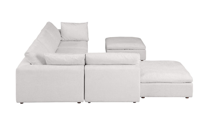 DivanItalia 1100 6-Piece Left Arm Facing 3-Seat Sectional – Top-Grain Italian Leather - Pearl