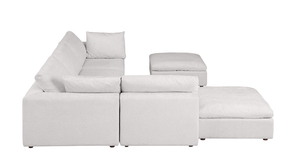 DivanItalia 1100 6-Piece Left Arm Facing 3-Seat Sectional – Top-Grain Italian Leather - Pearl