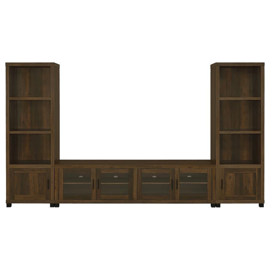 Sachin - 3-Shelf Engineered Wood Media Tower - Dark Pine