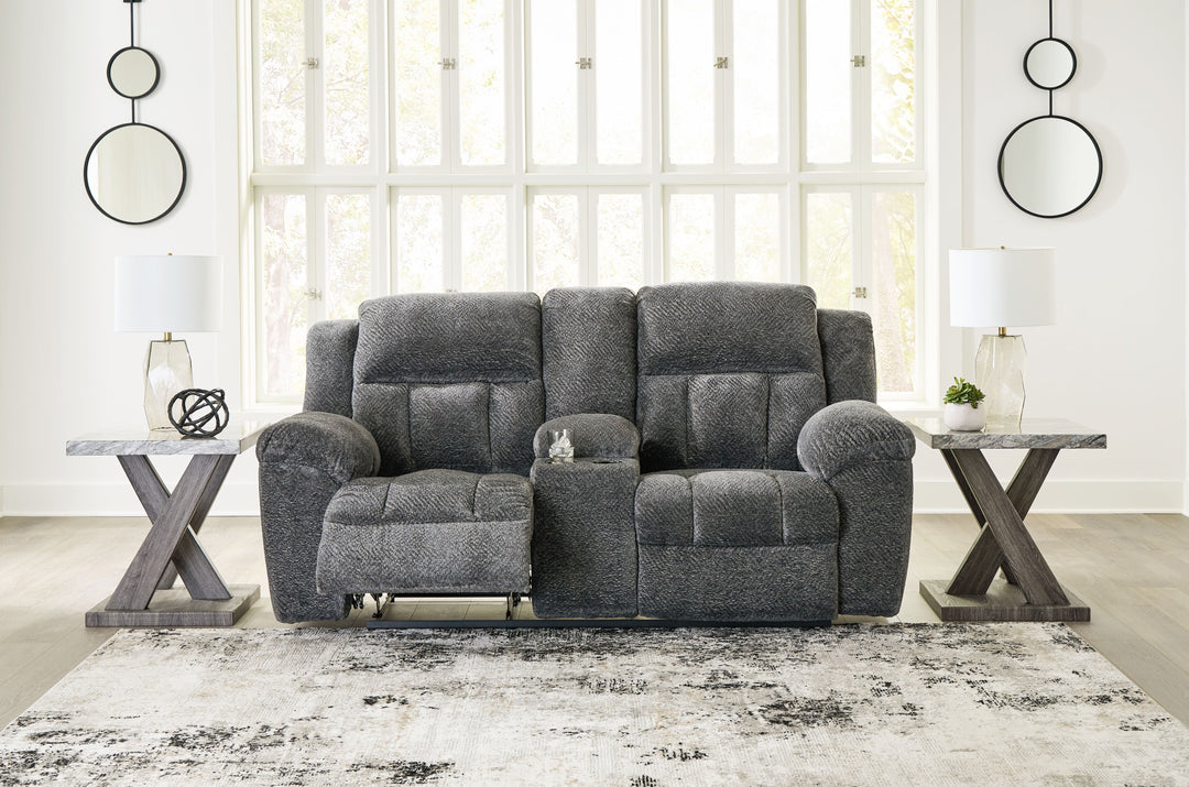 Frohn - Dbl Reclining Loveseat with Console - Graphite