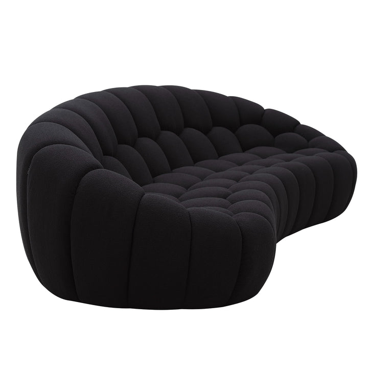 Yolonda - Modern Curved Black Fabric Sofa