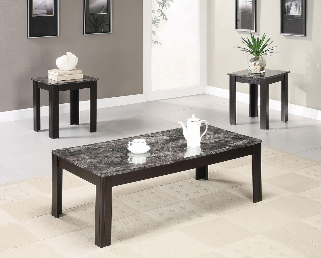 Coaster Furniture 700375 Rhodes 3-piece Faux Marble Top Coffee Table Set Grey
