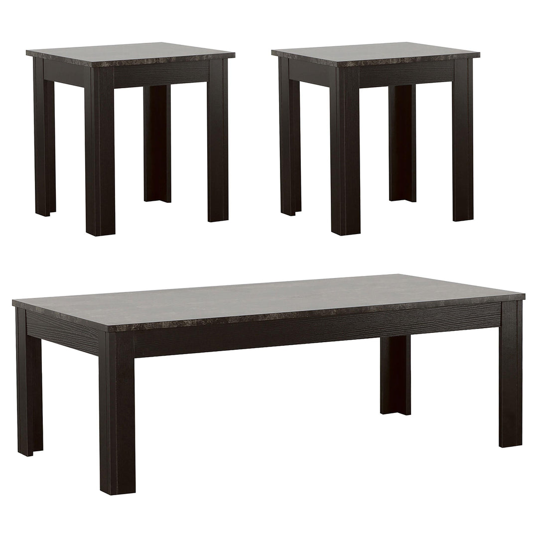 Coaster Furniture 700375 Rhodes 3-Piece Faux Marble Top Coffee Table Set Grey