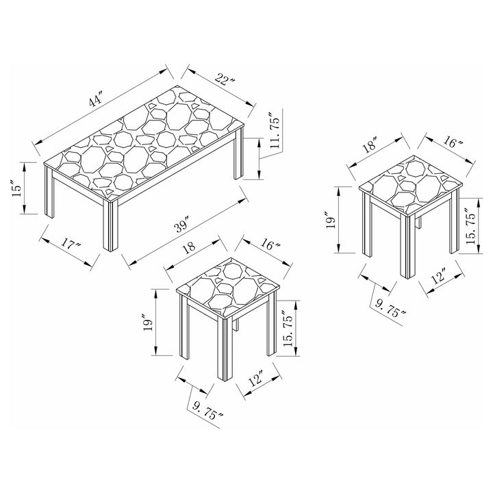 Coaster Furniture 700375 Rhodes 3-piece Faux Marble Top Coffee Table Set Grey