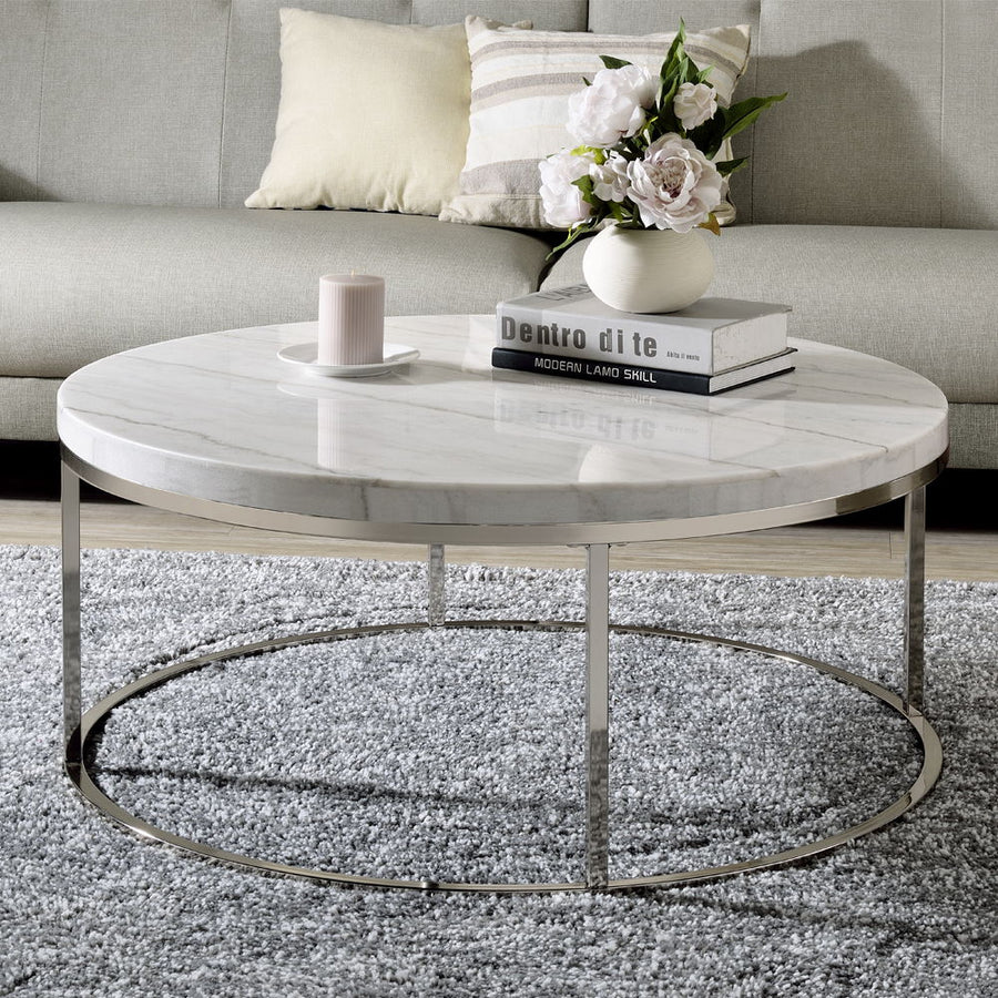 ACME Furniture Zaidee Coffee Table With Marble Marble Top & Nickel