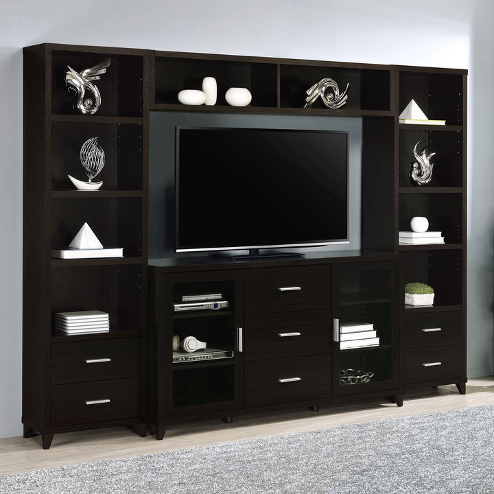 Coaster Furniture 700881-S4 Lewes 4-piece 60" TV Entertainment Center Cappuccino