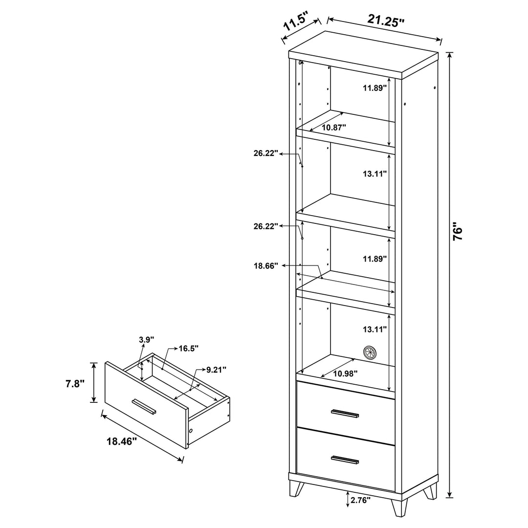 Coaster Furniture 700882 Lewes 4-shelf Engineered Wood Media Tower Cappuccino