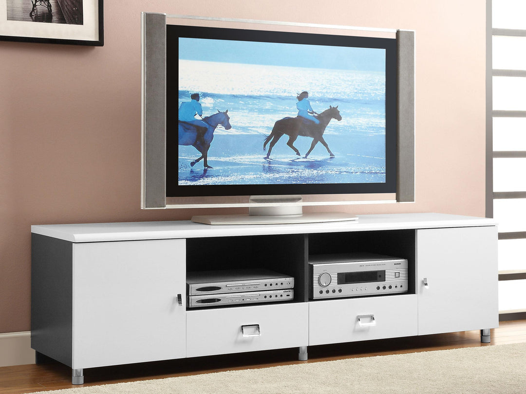 Coaster Furniture 700910 Burkett 2-door Engineered Wood 71" TV Stand White High Gloss