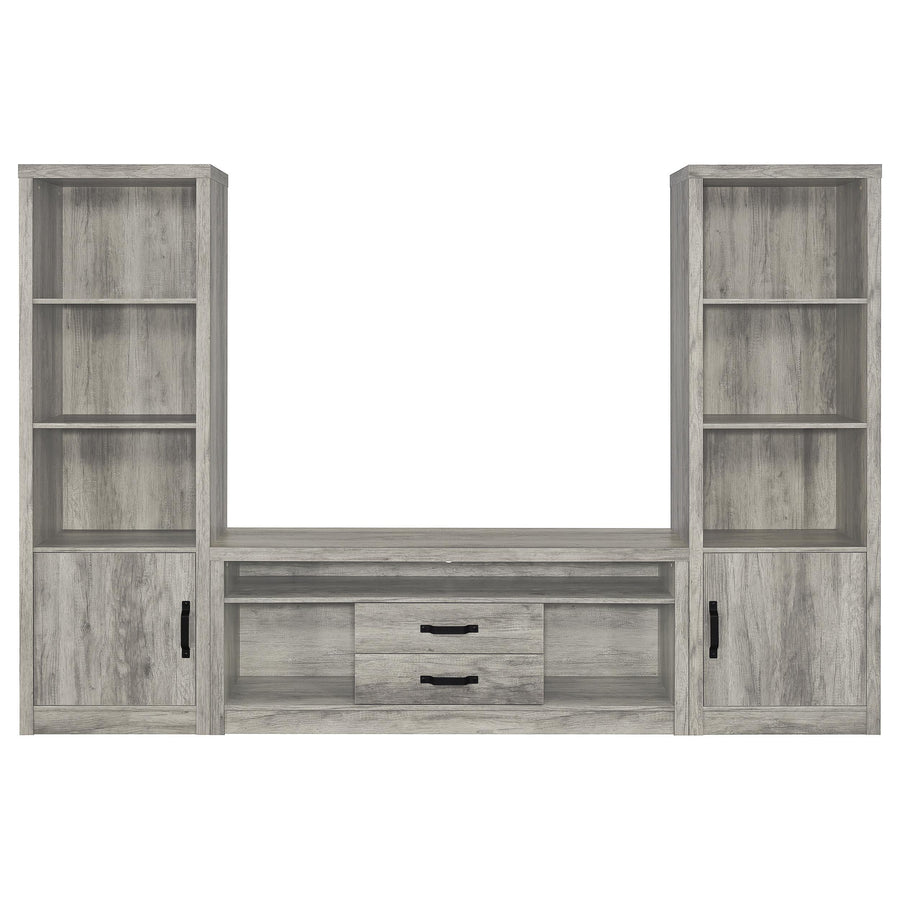 Coaster Furniture 701024-SET Burke 3-Piece 59" TV Entertainment Center Grey Driftwood