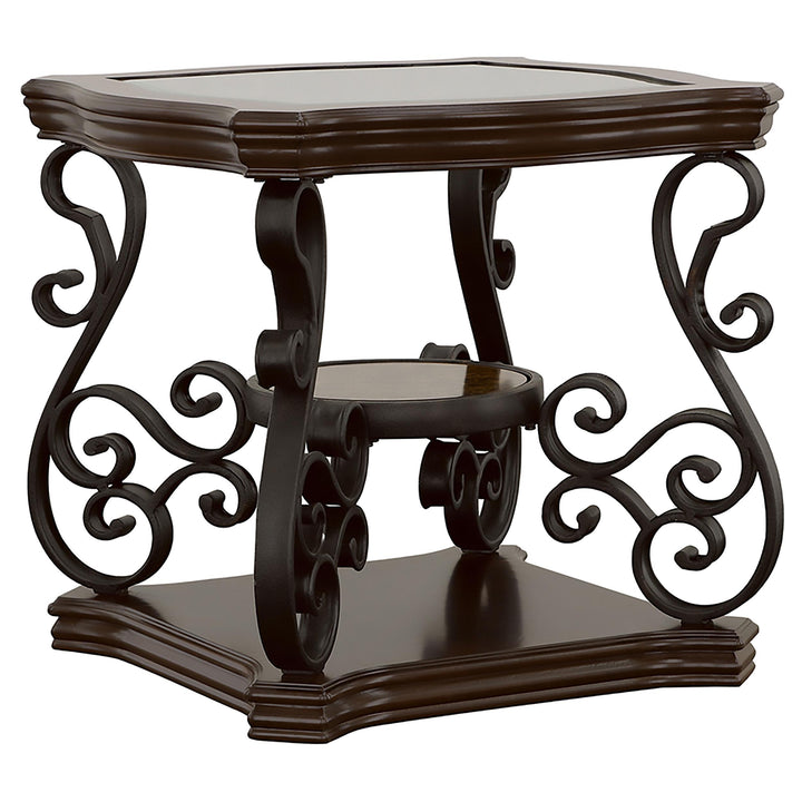 Coaster Furniture 702447 Laney 1-shelf Glass Top Rectangular End Table Deep Merlot