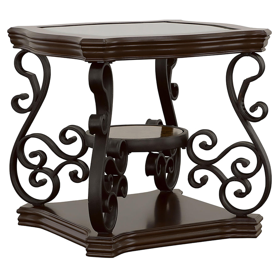 Coaster Furniture 702447 Laney 1-shelf Glass Top Rectangular End Table Deep Merlot