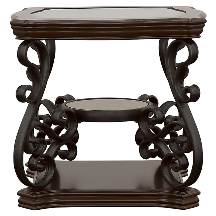 Coaster Furniture 702447 Laney 1-shelf Glass Top Rectangular End Table Deep Merlot