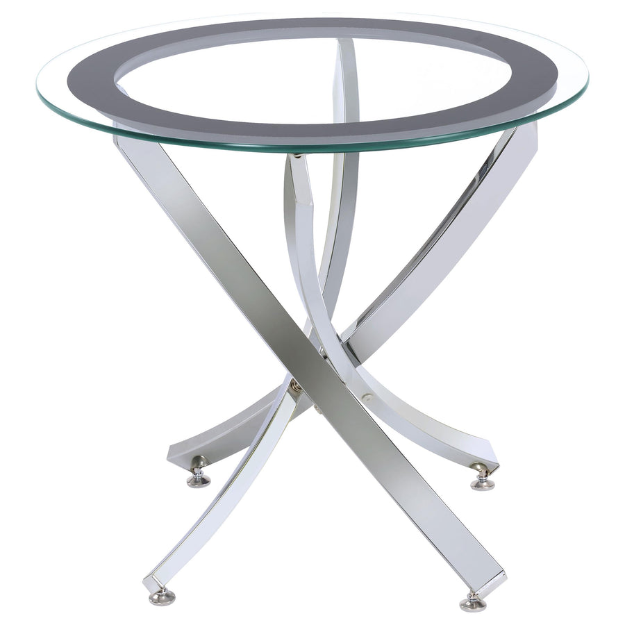 Coaster Furniture 702587 Brooke Round Glass Top Side End Table Metal Base Chrome