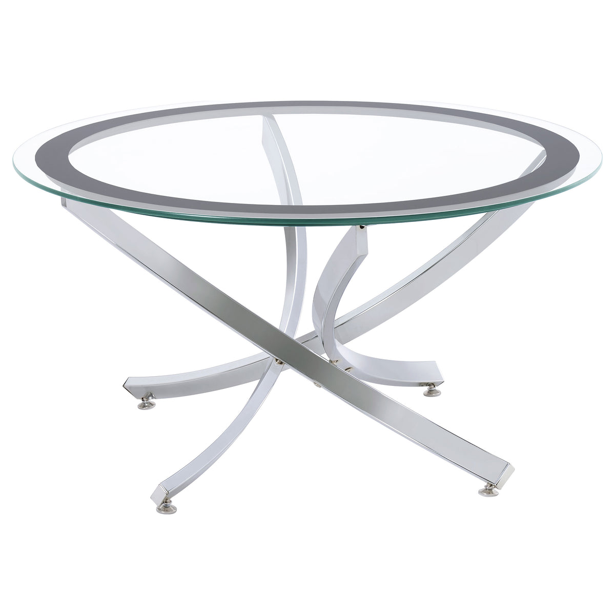 Brooke - 2 Piece Round Glass Top Coffee Table Set - Chrome