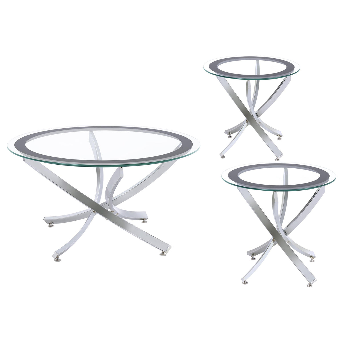 Brooke - 3 Piece Round Coffee And End Table Set - Chrome