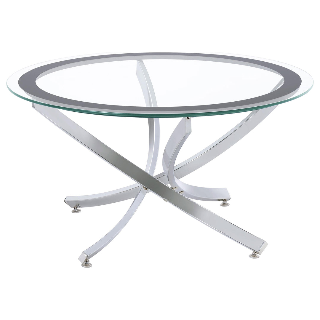 Coaster Furniture 702588 Brooke Round Glass Top Coffee Table Metal Base Chrome