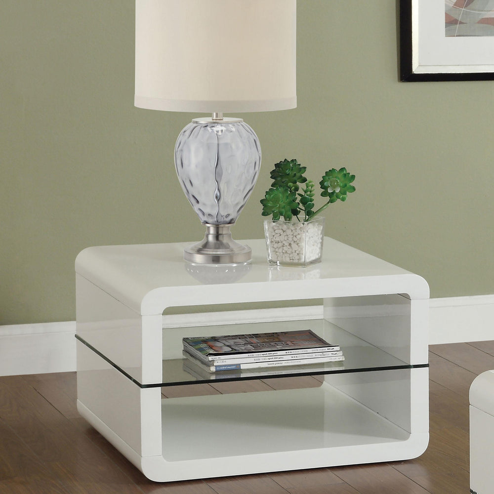 Coaster Furniture 703267 Elana 1-shelf Rectangular Side End Table White High Gloss