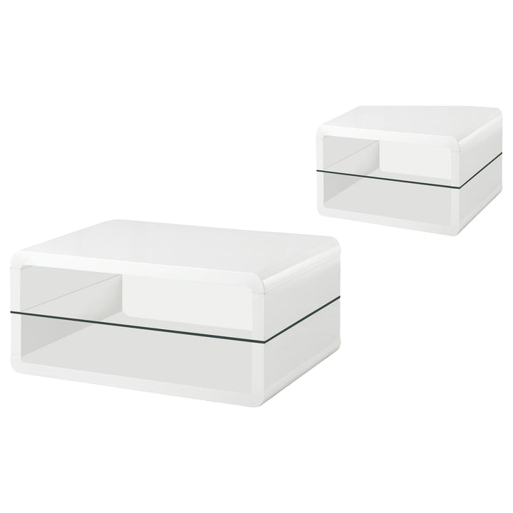 Elana - 2 Piece Coffee And End Table Set - White High Gloss