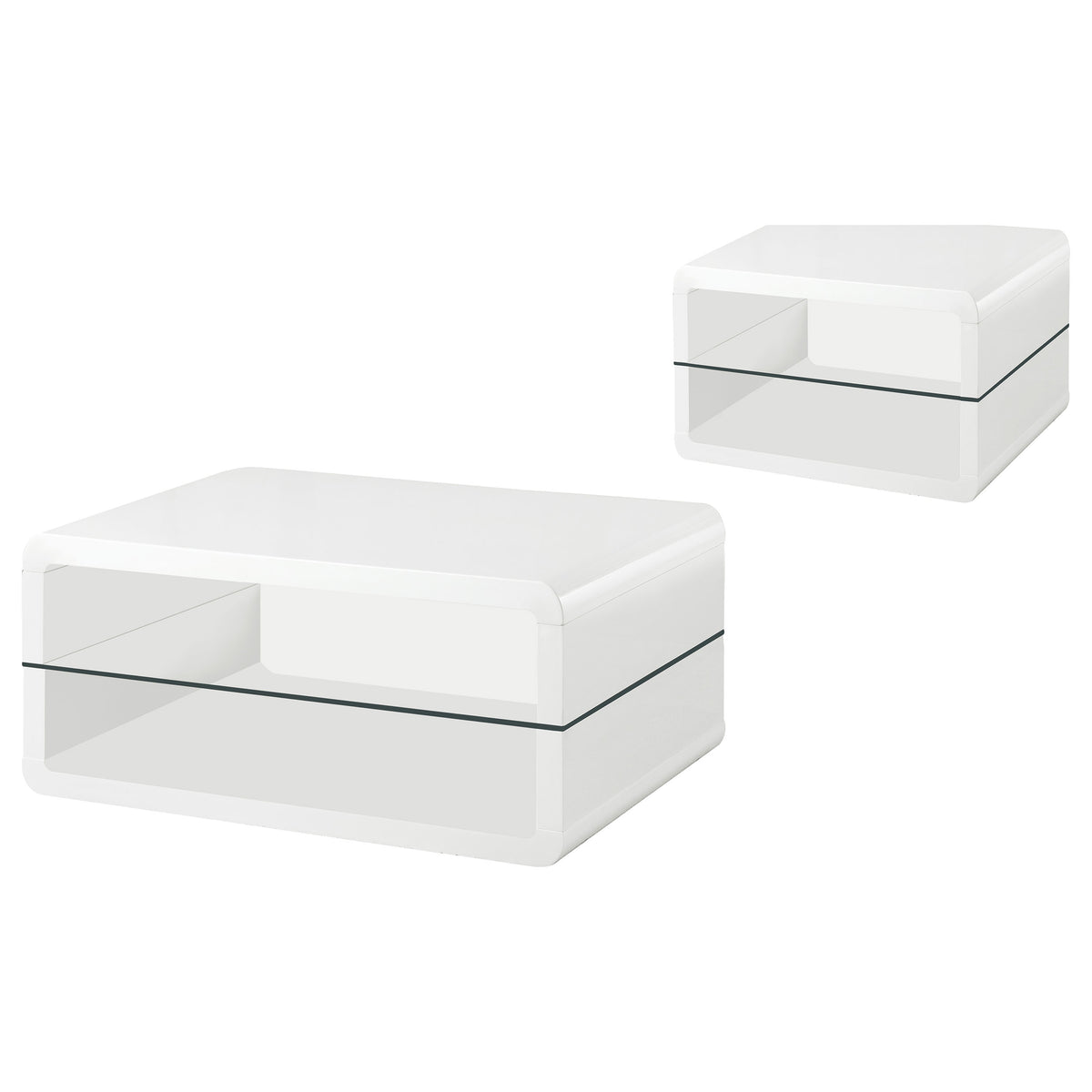 Elana - 2 Piece Coffee And End Table Set - White High Gloss