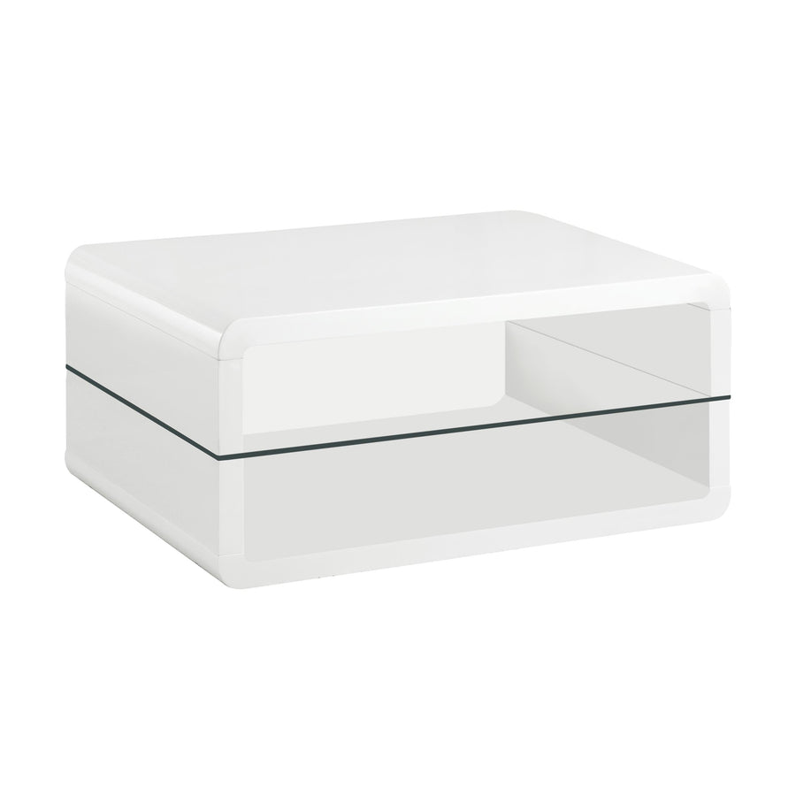 Coaster Furniture 703268 Elana 1-shelf Rectangular Coffee Table White High Gloss