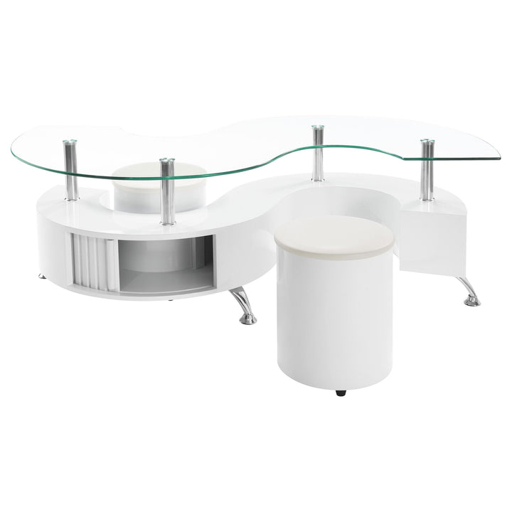 Coaster Furniture 703400 Buckley 3-piece Coffee Table and Stools Set White High Gloss