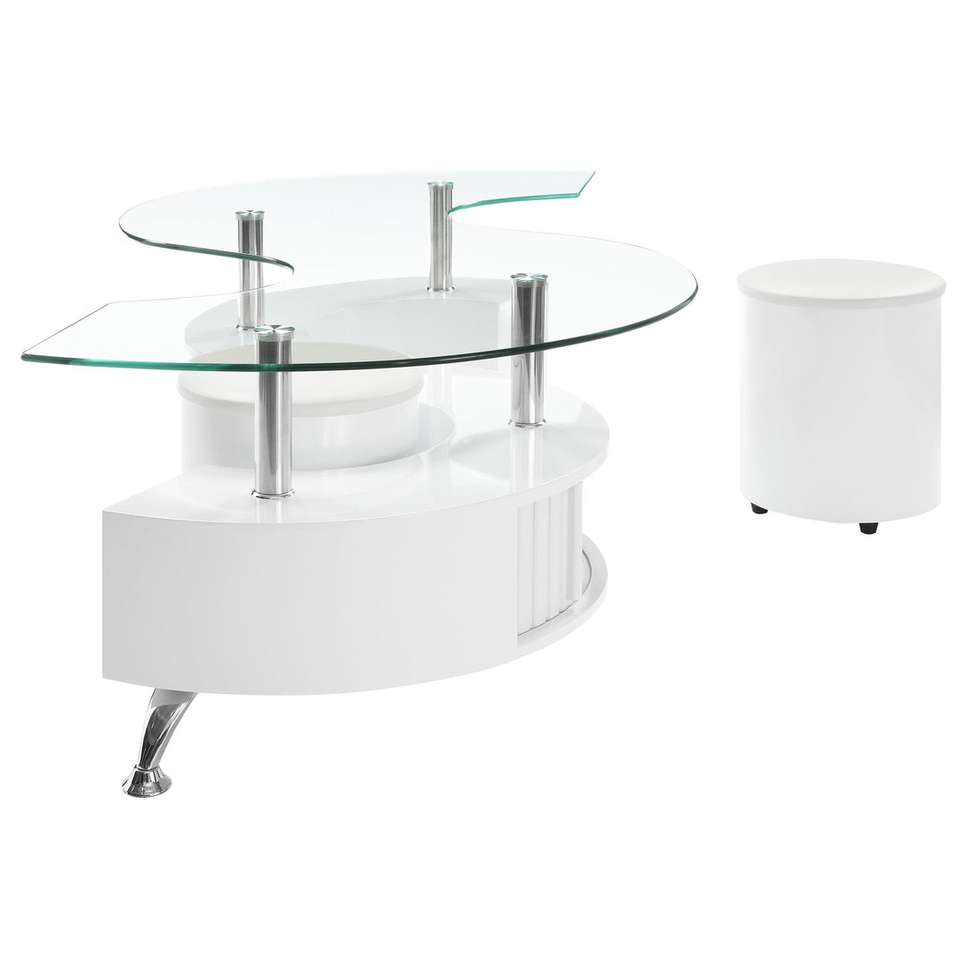 Coaster Furniture 703400 Buckley 3-piece Coffee Table and Stools Set White High Gloss