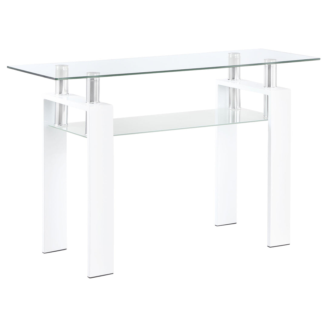 Coaster Furniture 703439 Dyer Rectangular Glass Top Entryway Sofa Console Table White