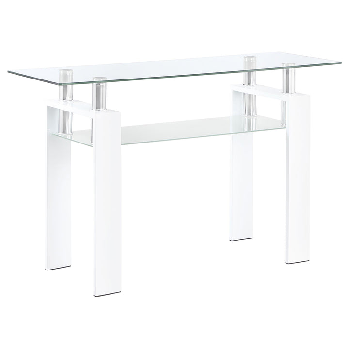 Coaster Furniture 703439 Dyer Rectangular Glass Top Entryway Sofa Console Table White