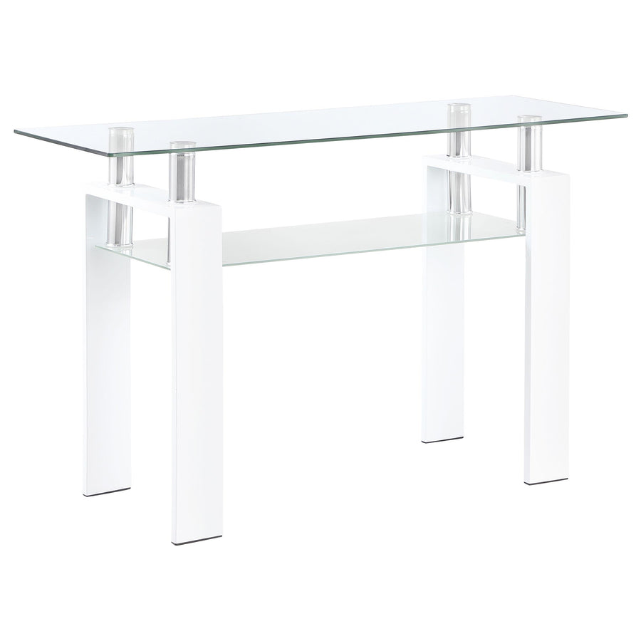 Coaster Furniture 703439 Dyer Rectangular Glass Top Entryway Sofa Console Table White
