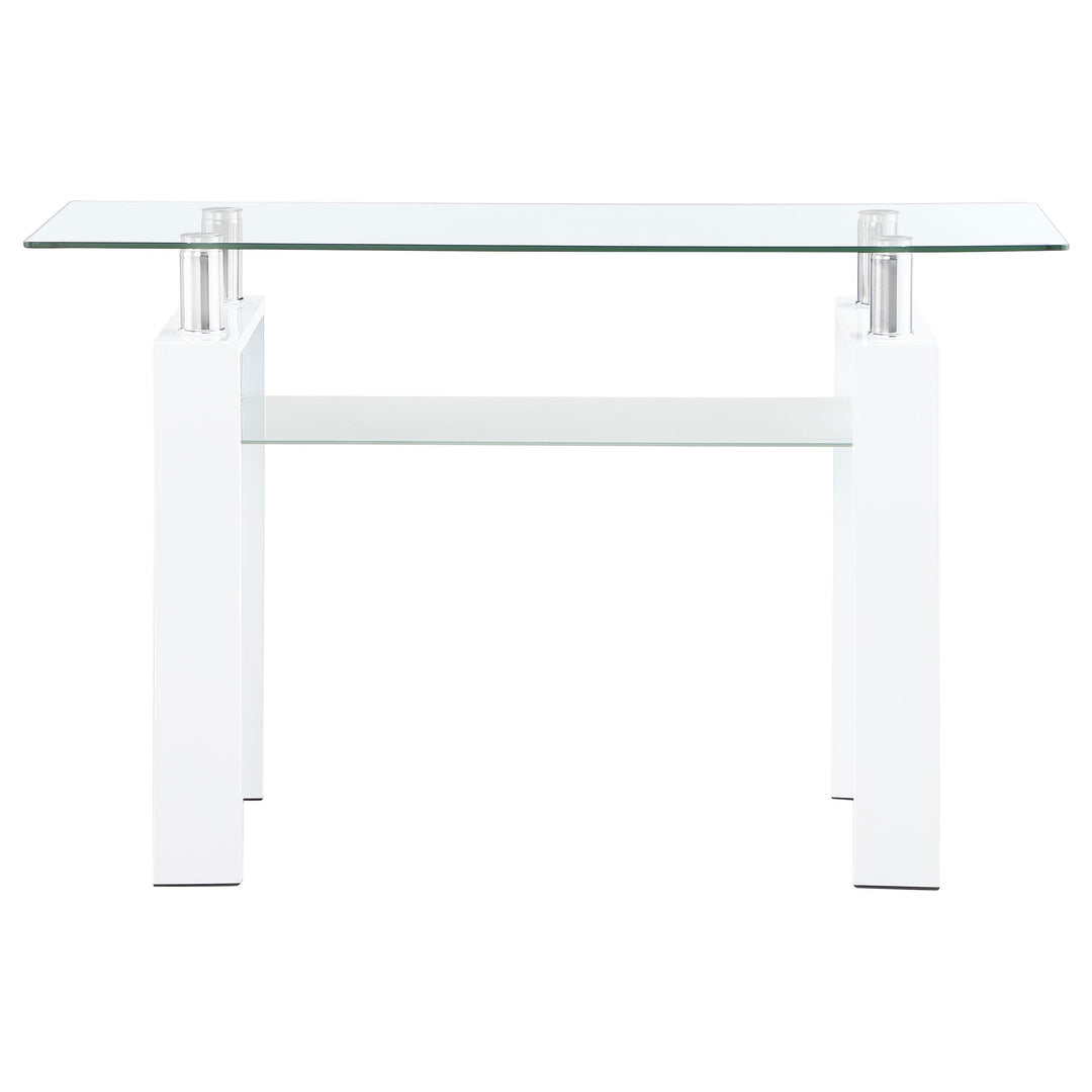 Coaster Furniture 703439 Dyer Rectangular Glass Top Entryway Sofa Console Table White