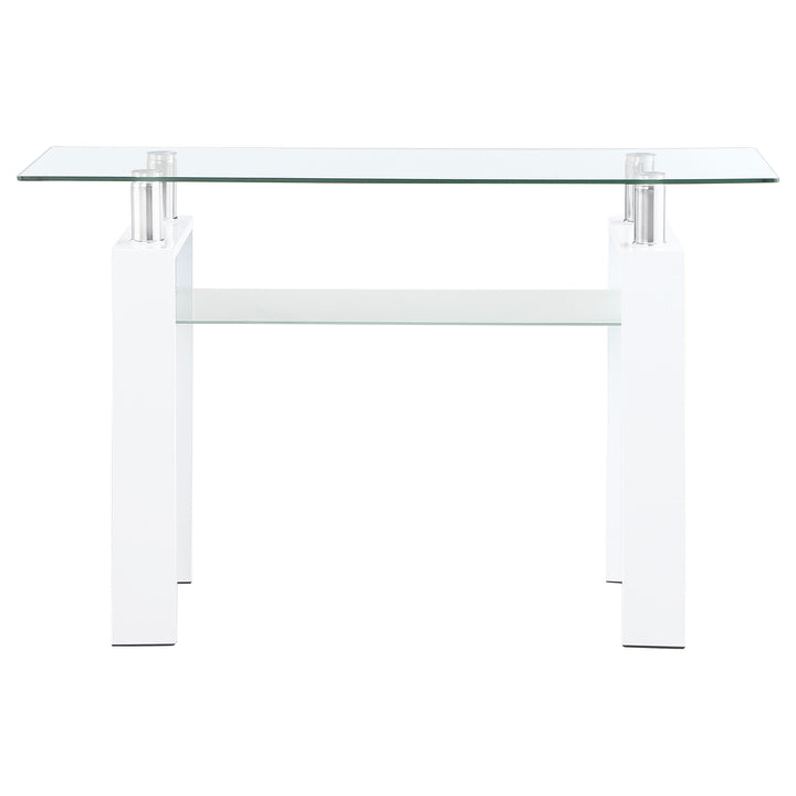 Coaster Furniture 703439 Dyer Rectangular Glass Top Entryway Sofa Console Table White