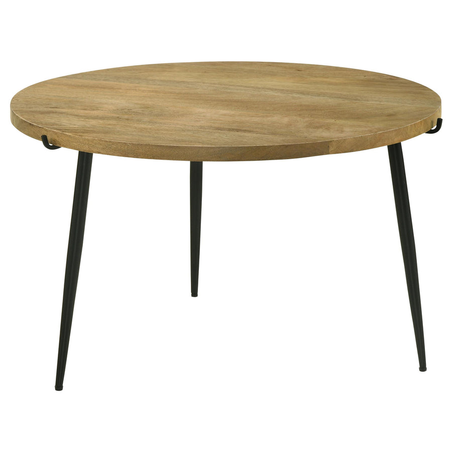 Coaster Furniture 703608 Pilar Round Solid Wood Top Coffee Table Natural and Black