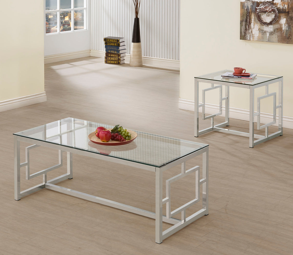 Merced - 2 Piece Rectangular Coffee And End Table Set - Nickel