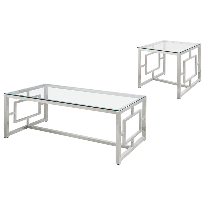 Merced - 2 Piece Rectangular Coffee And End Table Set - Nickel
