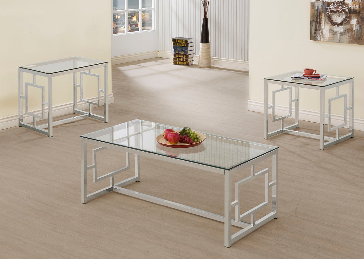 Merced - 3 Piece Rectangular Coffee And End Table Set - Nickel