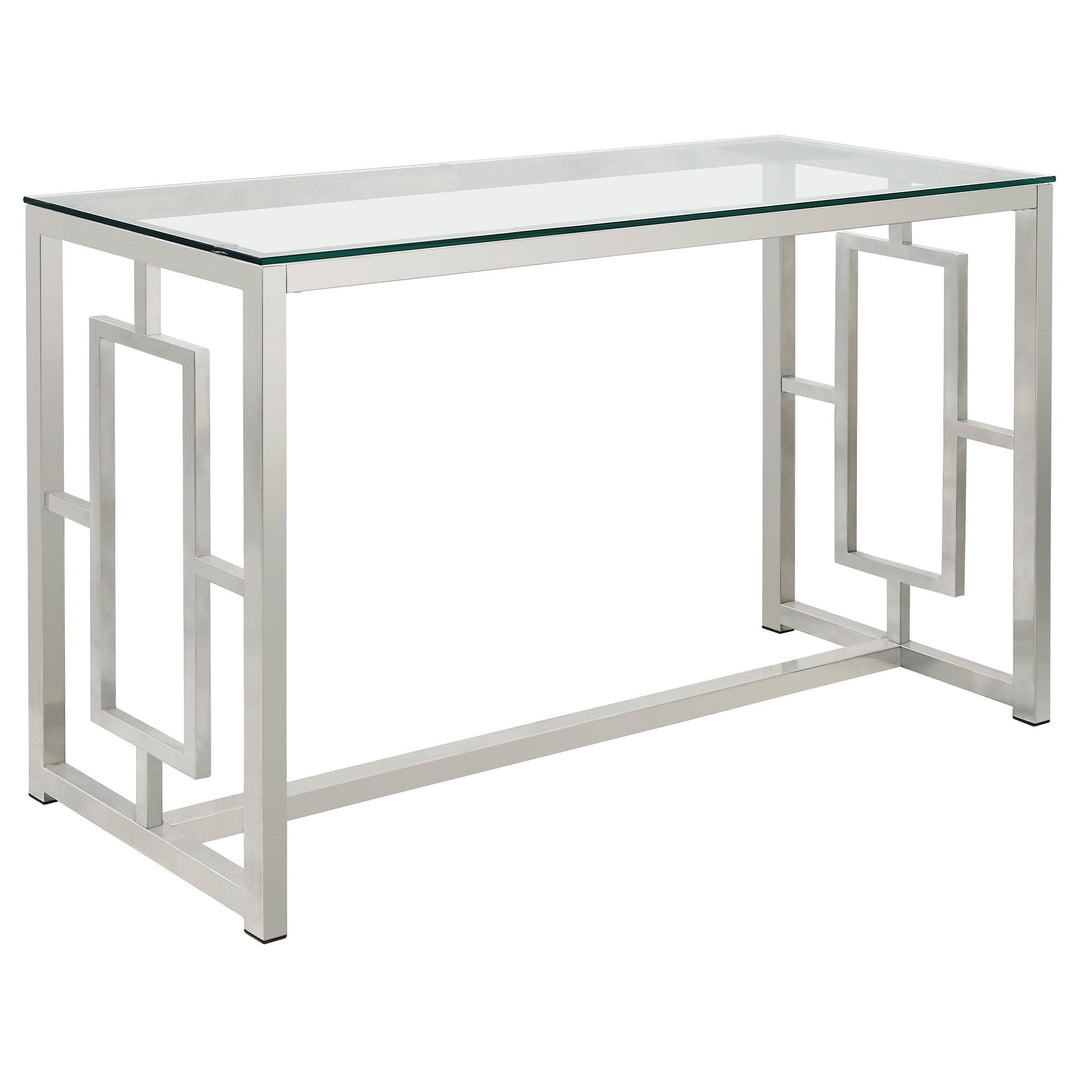 Coaster Furniture 703739 Merced Glass Top Metal Entryway Sofa Console Table Nickel