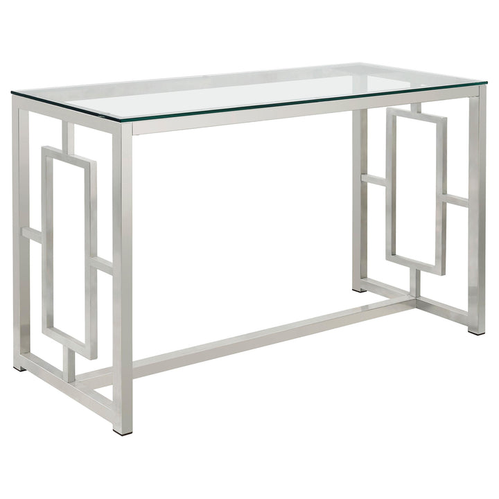 Coaster Furniture 703739 Merced Glass Top Metal Entryway Sofa Console Table Nickel
