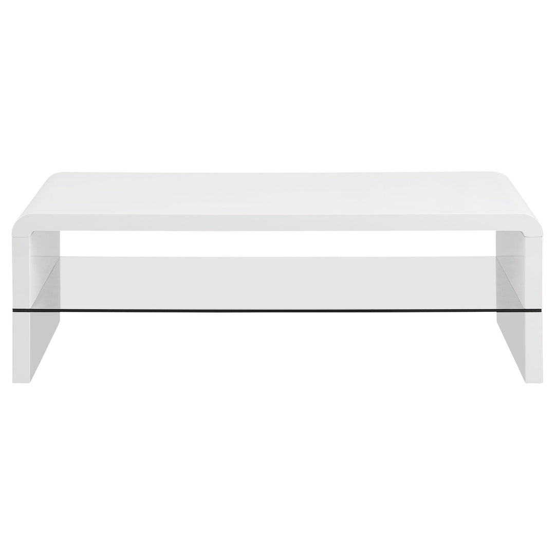 Coaster Furniture 703798 Airell Rectangular Coffee Table with Shelf White High Gloss