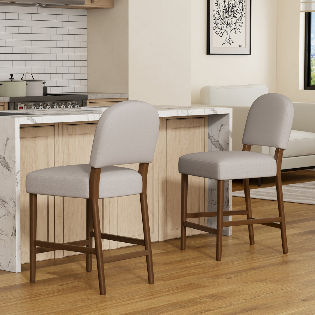 26" Upholstered Counter Stool – Light Gray (Set of 2)