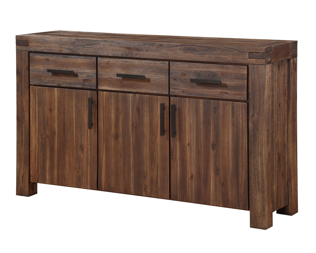 Modus Furniture 3F4173 Meadow Three Drawer Three Door Solid Wood Sideboard In Brick Brown