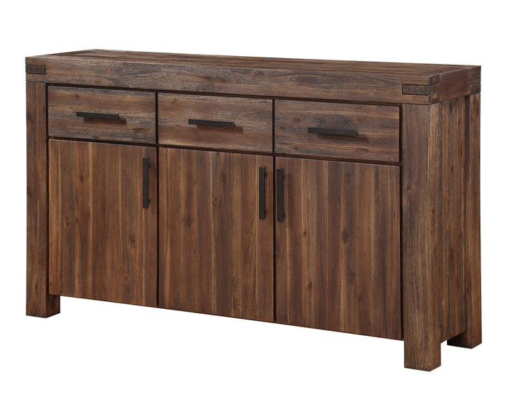 Modus Furniture 3F4173 Meadow Three Drawer Three Door Solid Wood Sideboard In Brick Brown