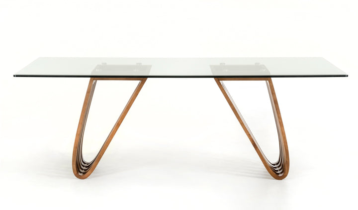 Draper Mid-Century Walnut &amp; Glass Dining Table