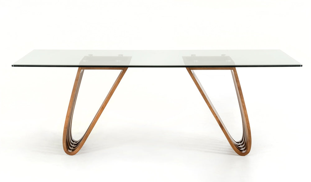 Draper Mid-Century Walnut & Glass Dining Table - View 7