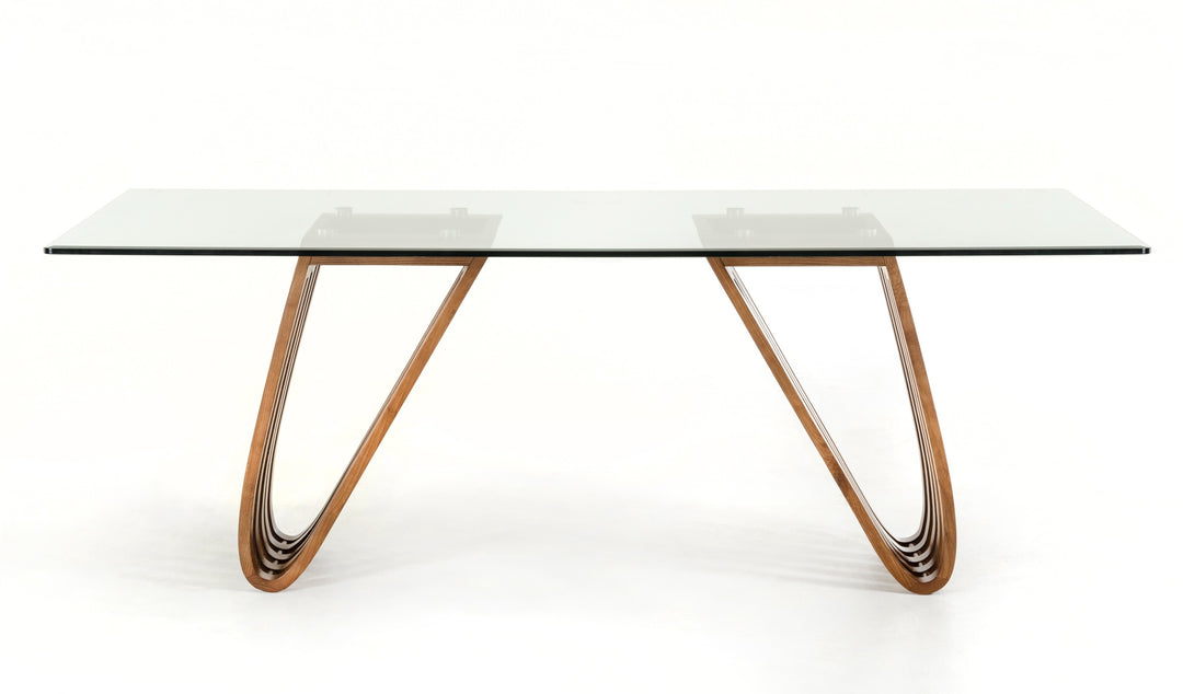 Draper Mid-Century Walnut & Glass Dining Table