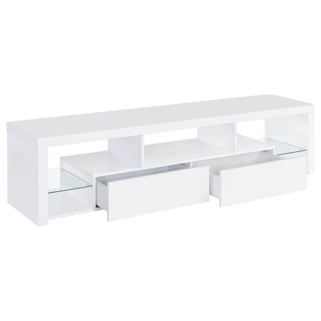 Coaster Furniture 704251 Jude 2-drawer Engineered Wood 71" TV Stand High Gloss White