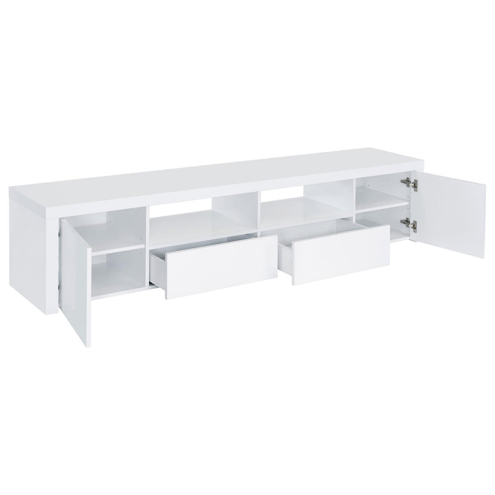 Coaster Furniture 704262 Jude 2-door Engineered Wood 79" TV Stand High Gloss White