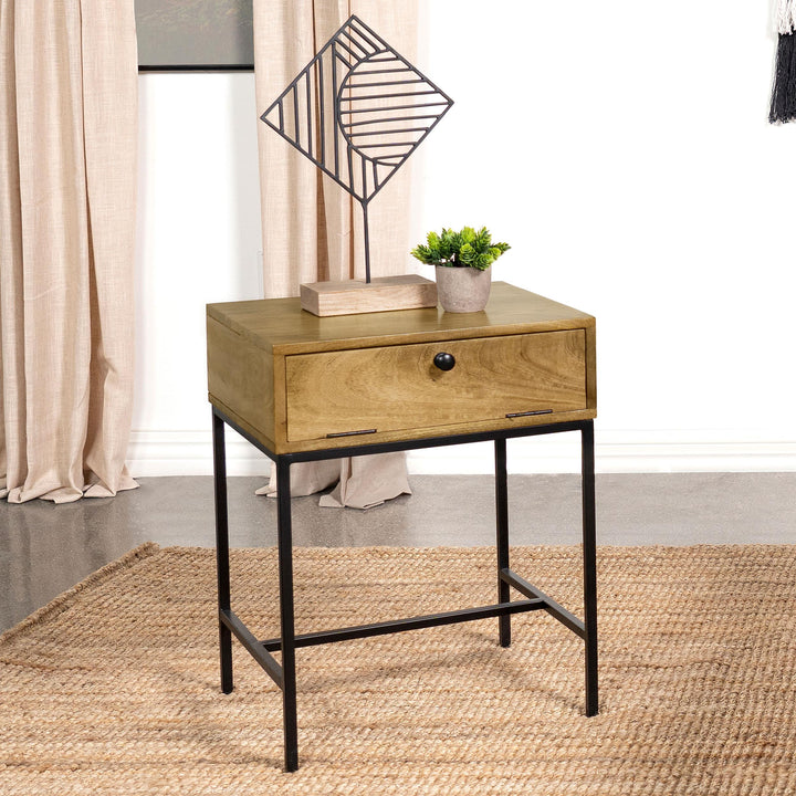 Coaster Furniture 704697 Stephie Rectangular Side End Table with Storage Honey Brown