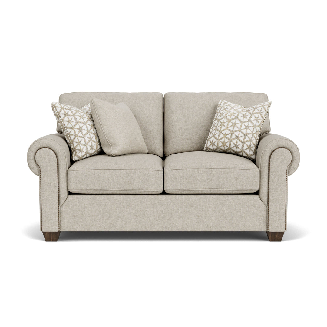 Carson  Fabric Loveseat, Nailhead Trim  Beige